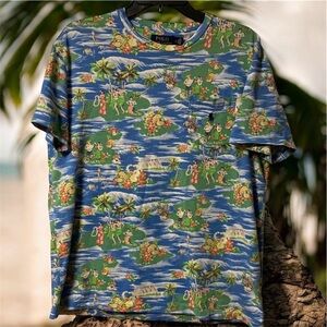 POLO RALPH LAUREN PRINTED LANDSCAPE POCKET TEE Sz M
